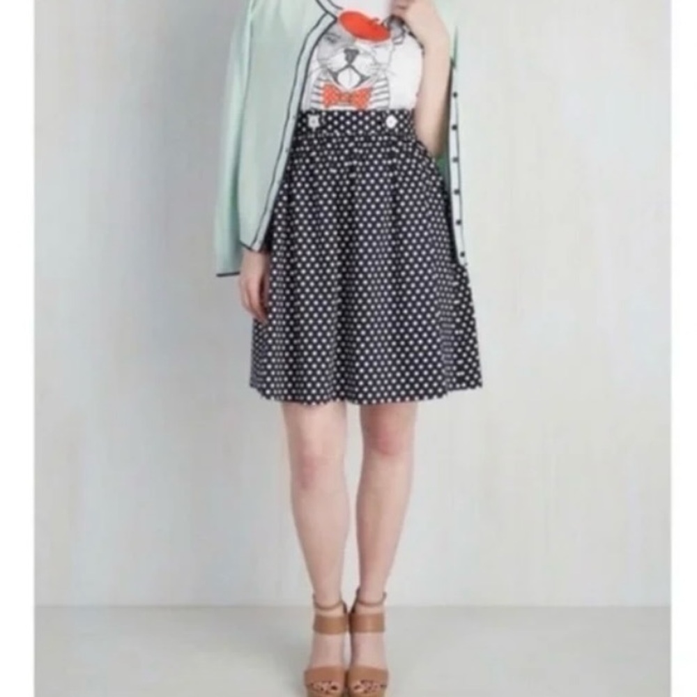 ModCloth Polka Dot Navy Blue Skirt - Size L